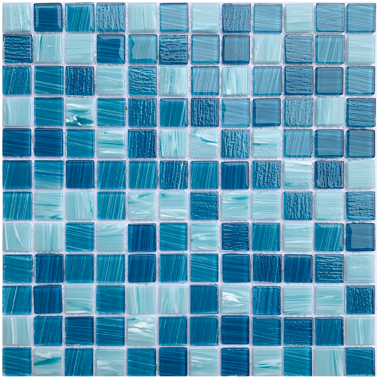 12" x 12" Glass Mosaic Tiles Backsplash Pool Tile for Bathroom Border Shower Wall (5 Sq.Ft Cobalt Blue)