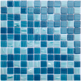 12" x 12" Glass Mosaic Tiles Backsplash Pool Tile for Bathroom Border Shower Wall (5 Sq.Ft Cobalt Blue)