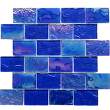 5 Sheets Glass Tile Mosaic Tiles Pool Tile Backsplash Tile for Kitchen Bathroom Shower Tile (Cobalt Blue, 5 Sq.Ft)