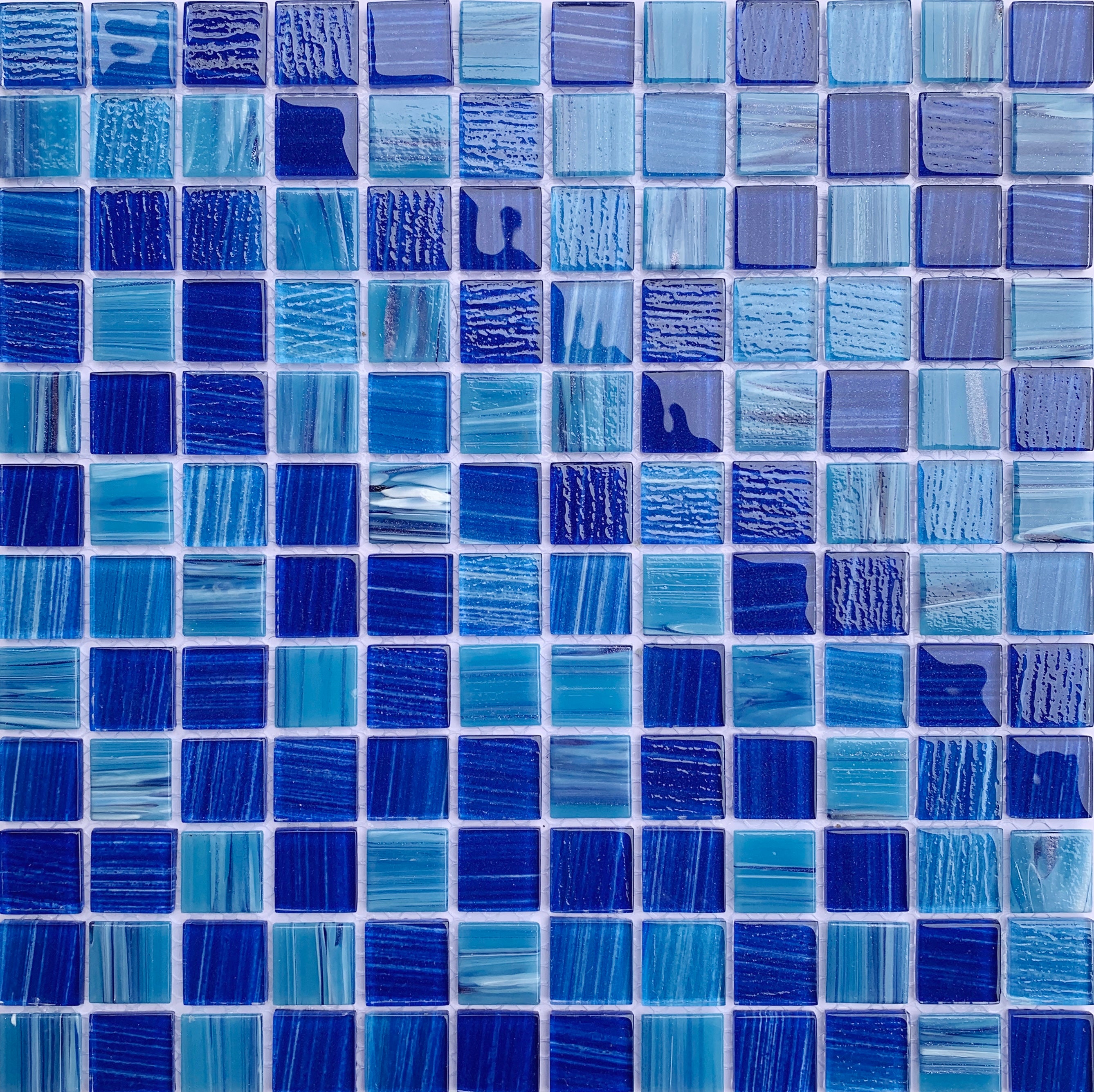 12" x 12" Glass Mosaic Tiles Backsplash Pool Tile for Bathroom Border Shower Wall (5 Sq.Ft Cobalt Blue)