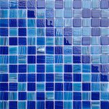 12" x 12" Glass Mosaic Tiles Backsplash Pool Tile for Bathroom Border Shower Wall (5 Sq.Ft Cobalt Blue)