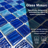 12" x 12" Glass Mosaic Tiles Backsplash Pool Tile for Bathroom Border Shower Wall (5 Sq.Ft Cobalt Blue)