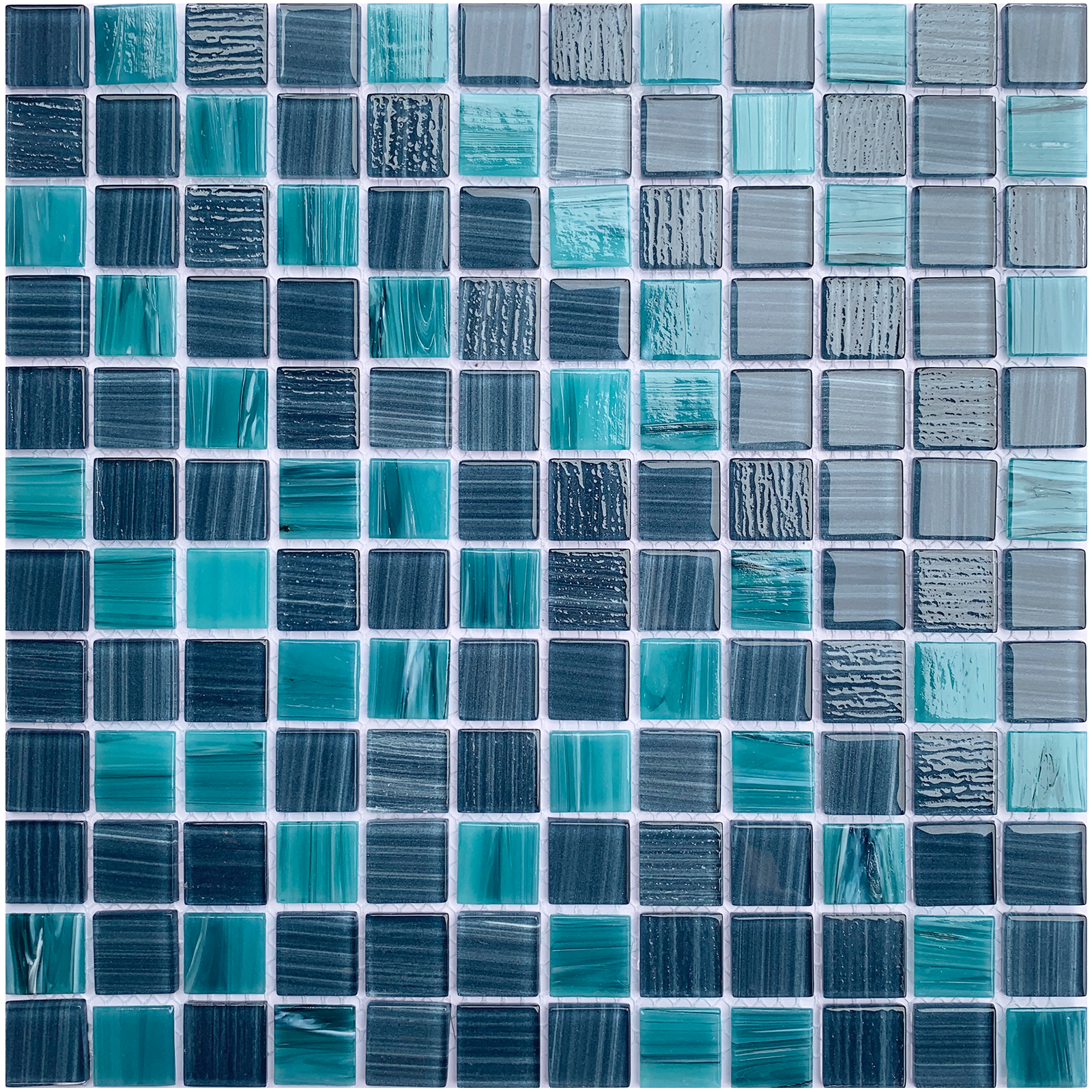 12" x 12" Glass Mosaic Tiles Backsplash Pool Tile for Bathroom Border Shower Wall (5 Sq.Ft Cobalt Blue)