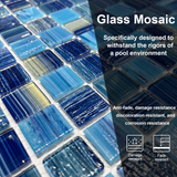 12" x 12" Glass Mosaic Tiles Backsplash Pool Tile for Bathroom Border Shower Wall (5 Sq.Ft Cobalt Blue)