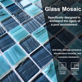 12" x 12" Glass Mosaic Tiles Backsplash Pool Tile for Bathroom Border Shower Wall (5 Sq.Ft Cobalt Blue)