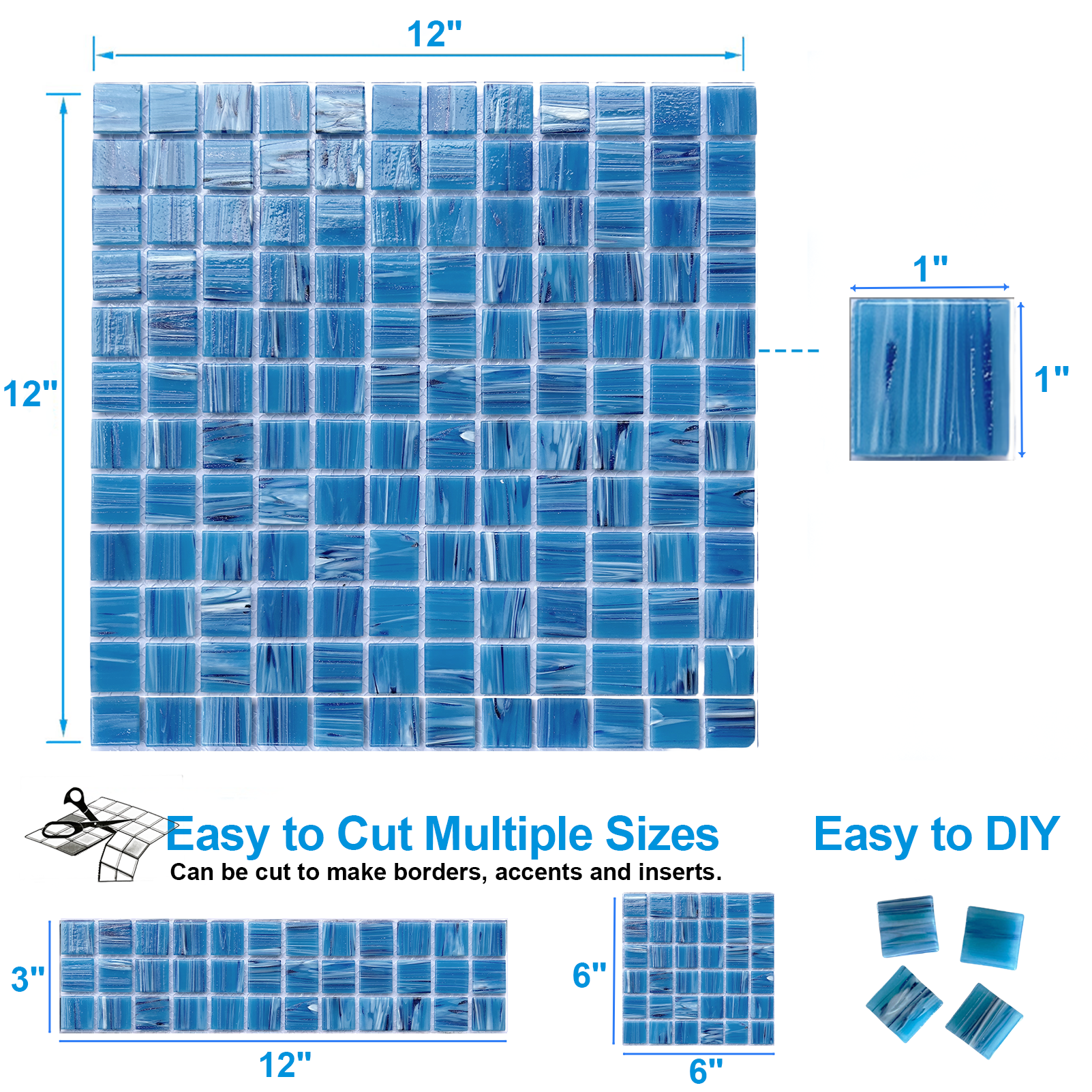 Glass Mosaic Tiles Backsplash for Kitchen Bathroom