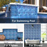 12" x 12" Glass Mosaic Tiles Backsplash Pool Tile for Bathroom Border Shower Wall (5 Sq.Ft Cobalt Blue)