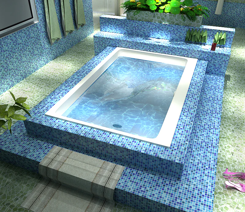 Starry 1" x 1" Blue Blend Mosaic Tiles for Swimming Pool