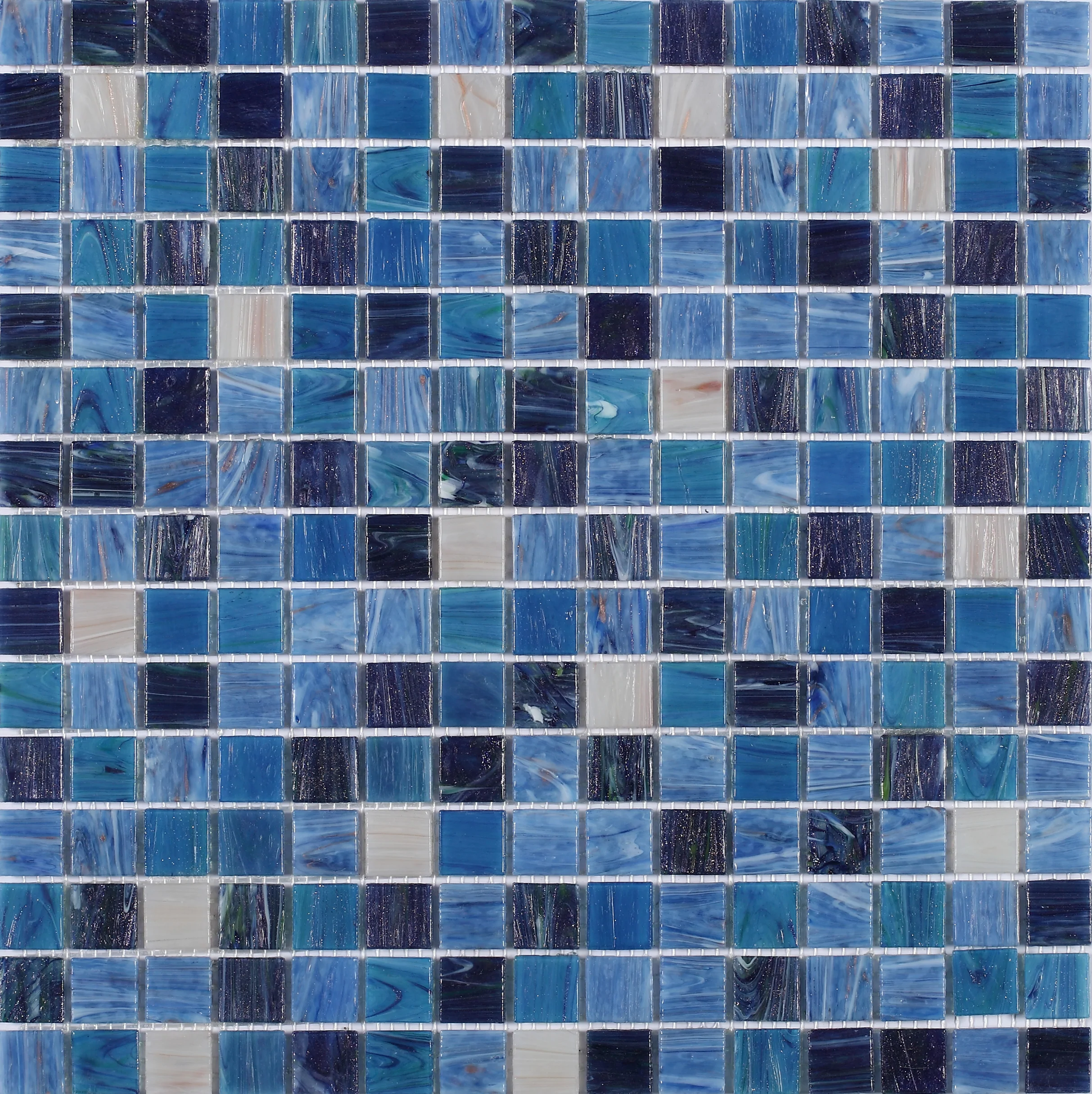 Starry 1" x 1" Blue Blend Mosaic Tiles for Swimming Pool
