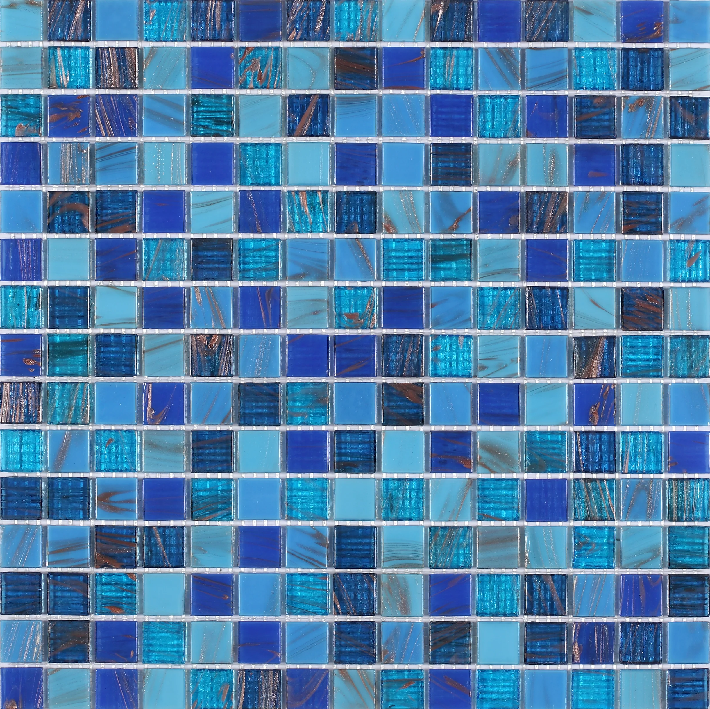 Starry 1" x 1" Blue Blend Mosaic Tiles for Swimming Pool