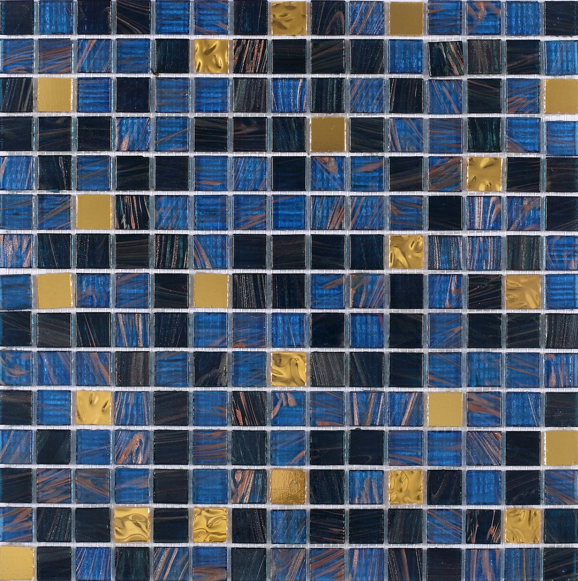 Starry 1" x 1" Blue Blend Mosaic Tiles for Swimming Pool
