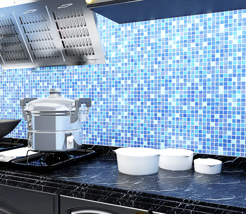 Starry 1" x 1" Blue Blend Mosaic Tiles for Swimming Pool