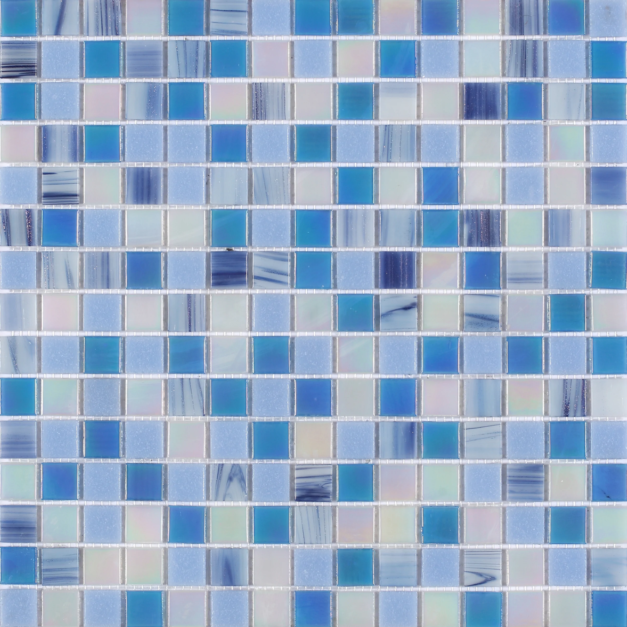 Starry 1" x 1" Blue Blend Mosaic Tiles for Swimming Pool