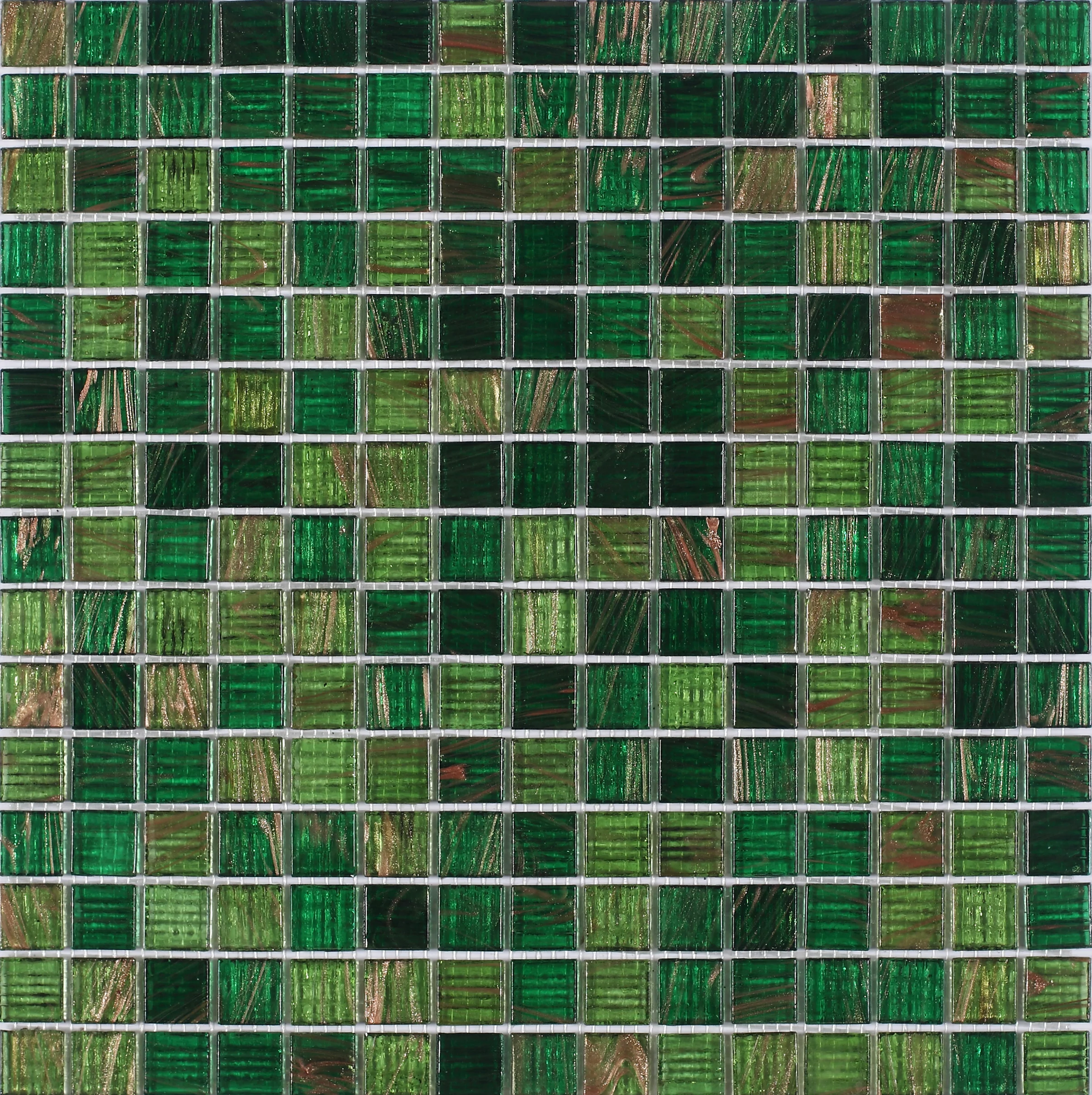 Starry 1" x 1" Green Blend Glass Mosaic Tile for Swimming Pool