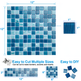 12" x 12" Glass Mosaic Tiles Backsplash Pool Tile