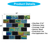 2" x 3" Glass Mosaic Tiles Pool Tile - Laguna Black