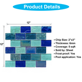 2" x 3" Glass Mosaic Tiles Pool Tile - Blendstone