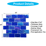 2" x 3" Glass Mosaic Tiles Pool Tile - Cobalt Blue