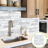 12" x 12" 3D Waterproof Peel & Stick Tile for Backsplash